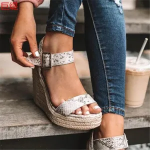 Ivyshape | Chic Summer Wedge Sandals With Peep Toe & Ankle Buckles