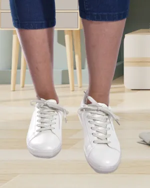 Ladies White Lace Up Sneaker