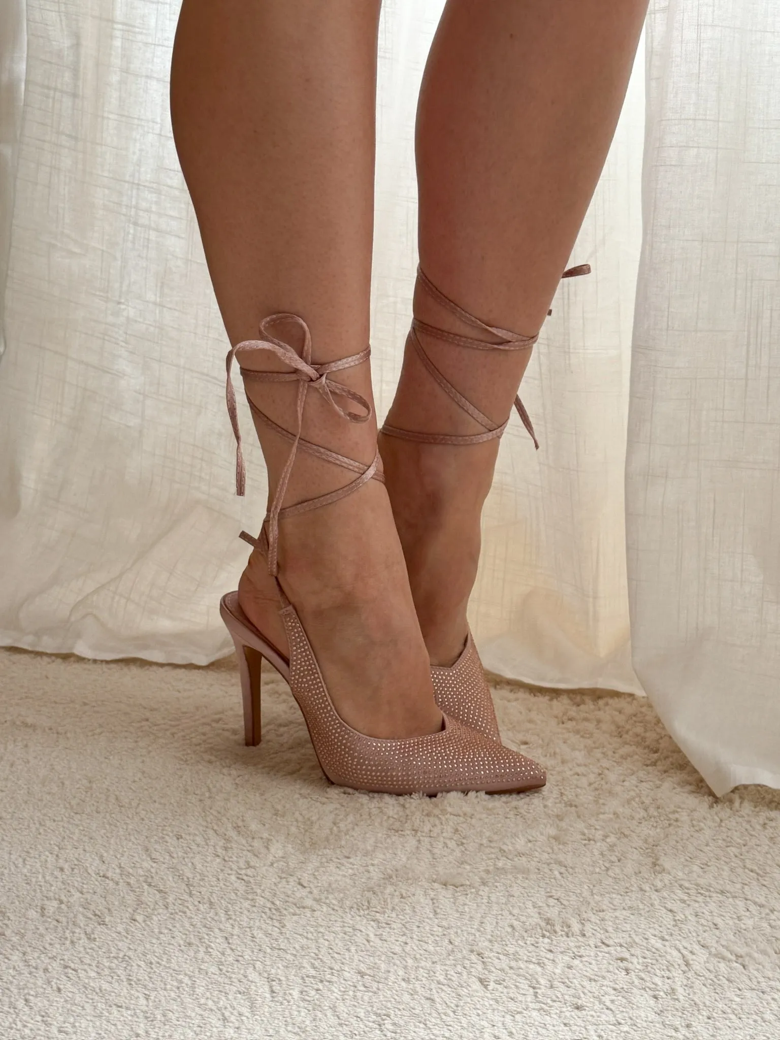 Lora Rhinestones Pumps - Light Pink