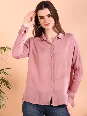 Mauve Tie-Dye Crepe Loose Fit Shirt