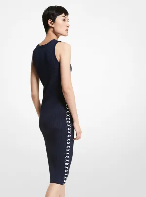Ribbed Stretch Viscose Lace-Up Dress
