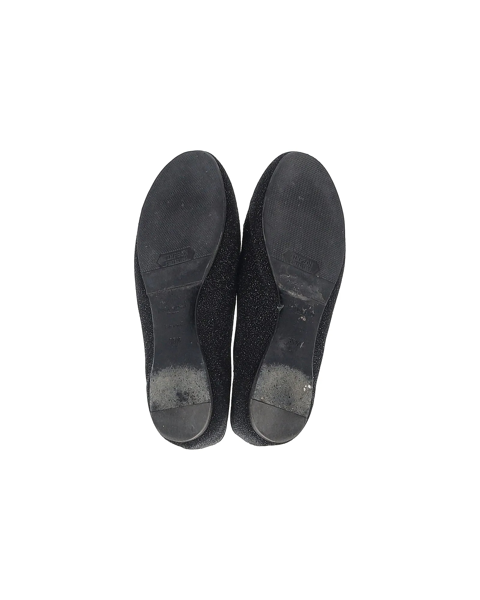 Saint Laurent Shimmering Flats in Black Glitter
