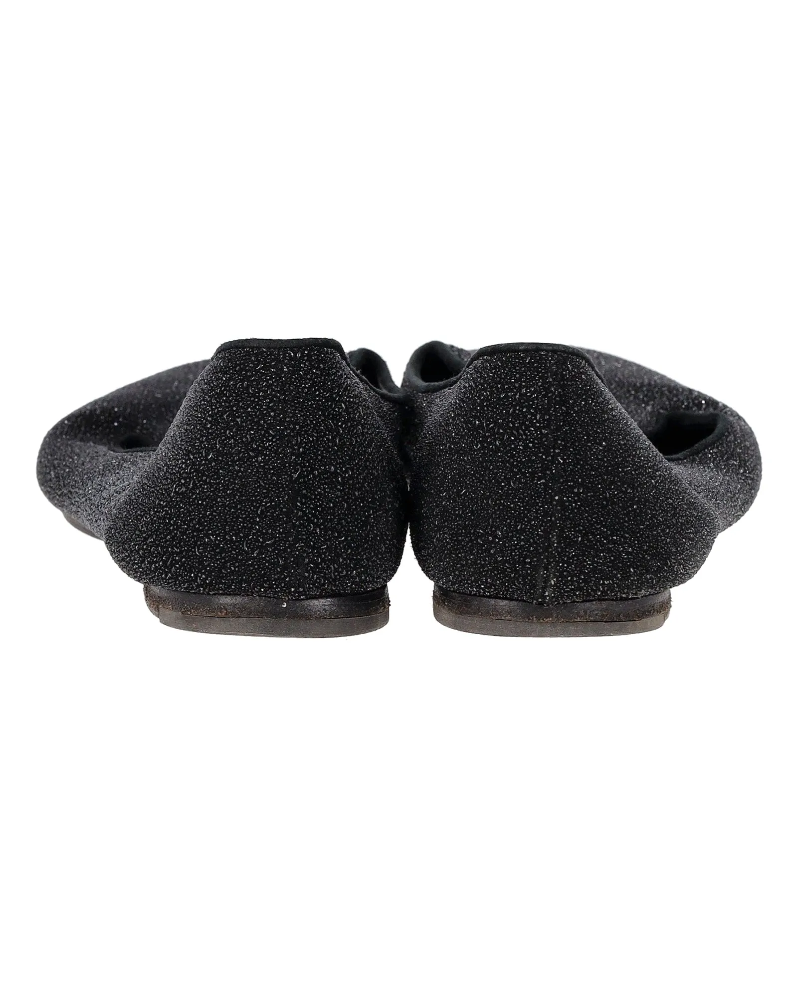 Saint Laurent Shimmering Flats in Black Glitter