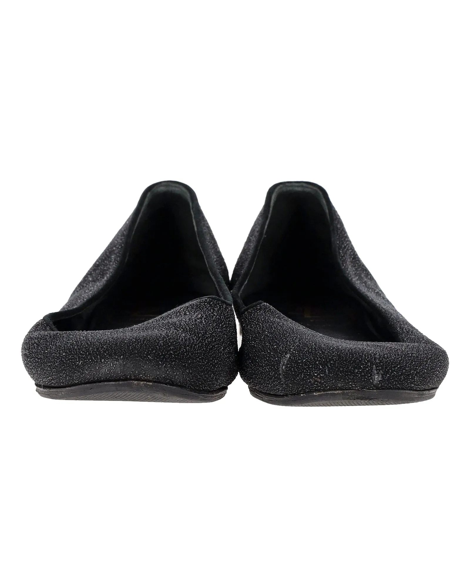 Saint Laurent Shimmering Flats in Black Glitter