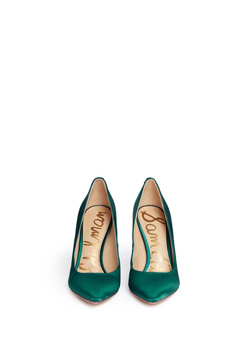 Sam Edelman Hazel Emerald Green Satin Stiletto Dress Shoes Pointed Toe Pump (9.5)