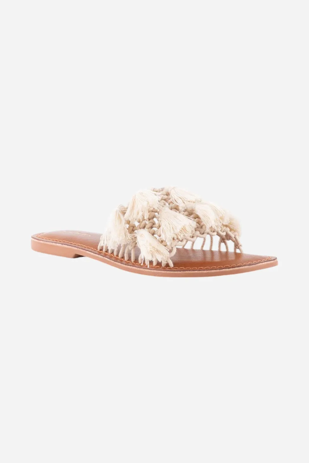 Seychelles Camellia Macrame Tassel Sandals in Natural