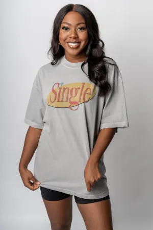 Single oversized graphic tee washed grey