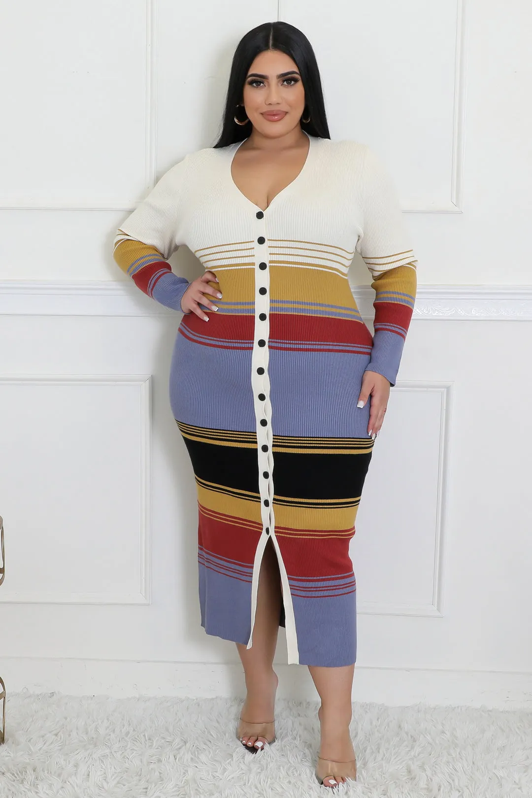Stripes of Confidence Sweater Dress Set