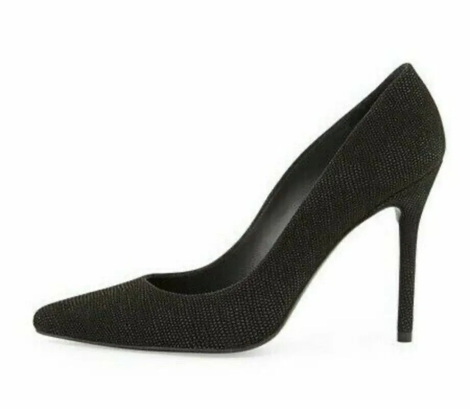 STUART WEITZMAN NAPPA EMBOSSED SUEDE POINTED TOE STILETTO PUMPS