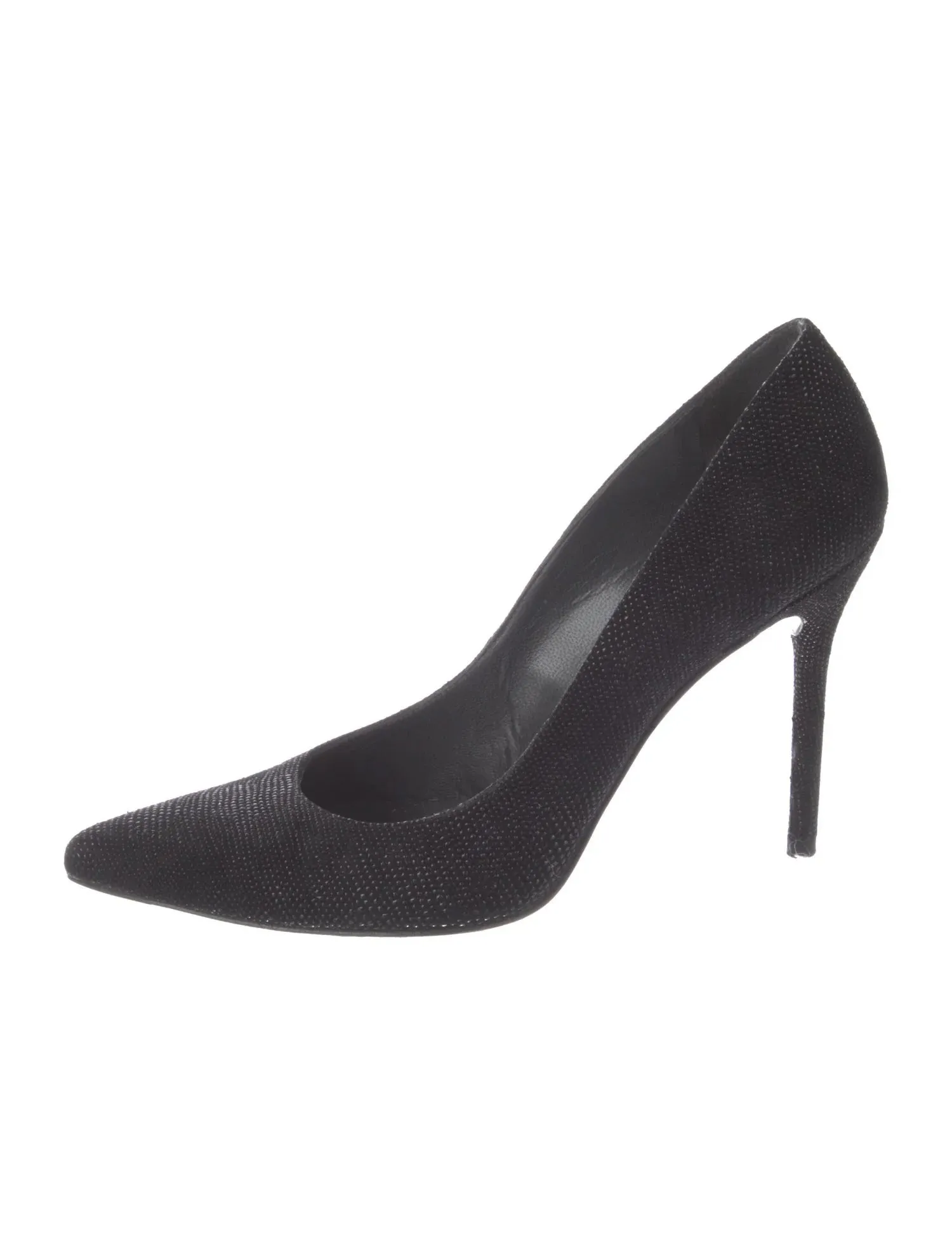 STUART WEITZMAN NAPPA EMBOSSED SUEDE POINTED TOE STILETTO PUMPS