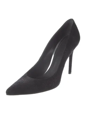 STUART WEITZMAN NAPPA EMBOSSED SUEDE POINTED TOE STILETTO PUMPS