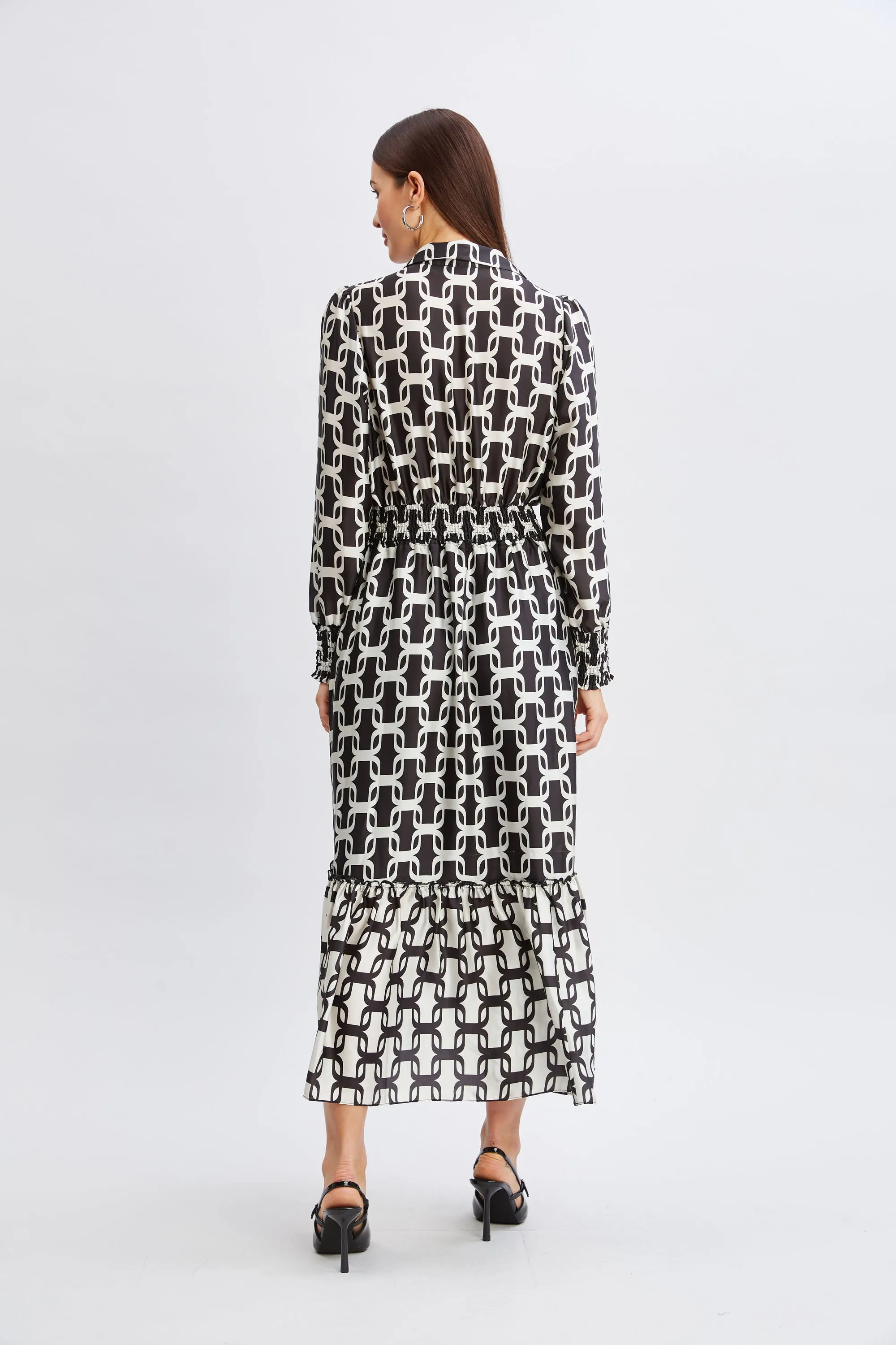 T-Tahari Geometric Chain Shirt Dress