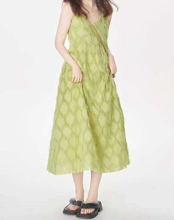Textured Spaghetti Strap Midi Dress