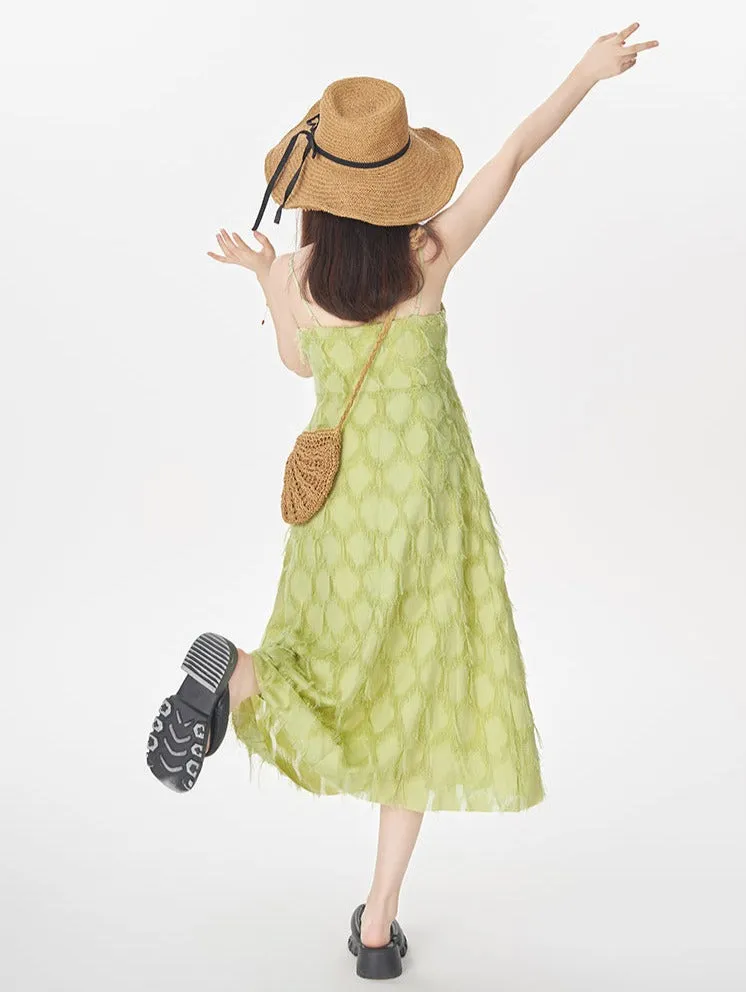 Textured Spaghetti Strap Midi Dress