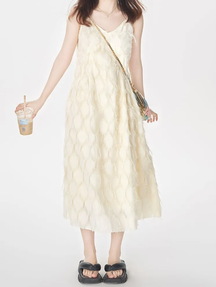 Textured Spaghetti Strap Midi Dress