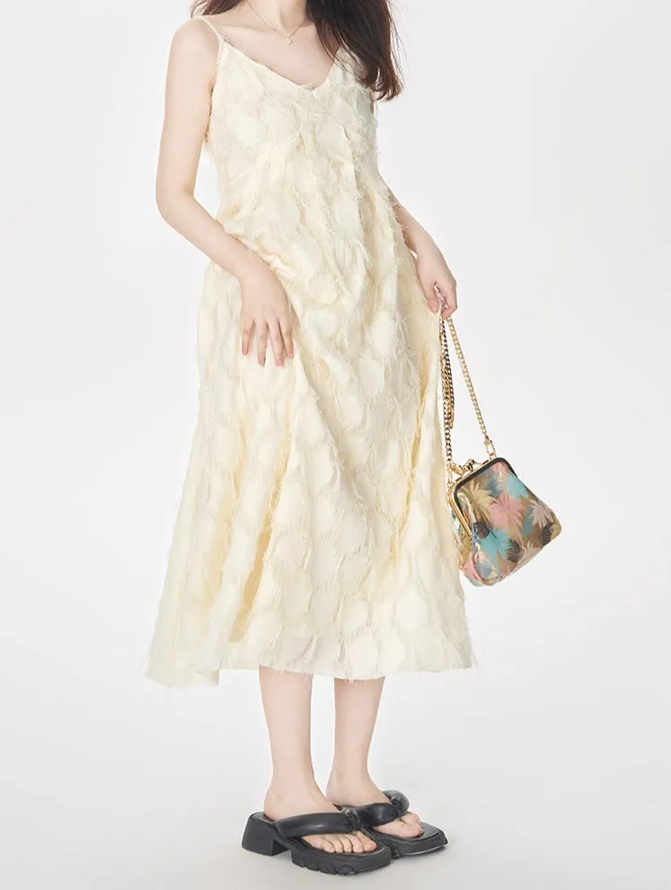 Textured Spaghetti Strap Midi Dress