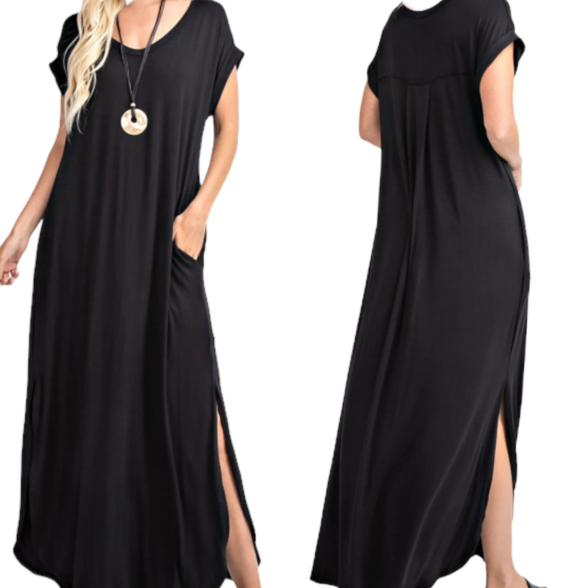 Women's Plus Size Basic Maxi Dress With Pockets