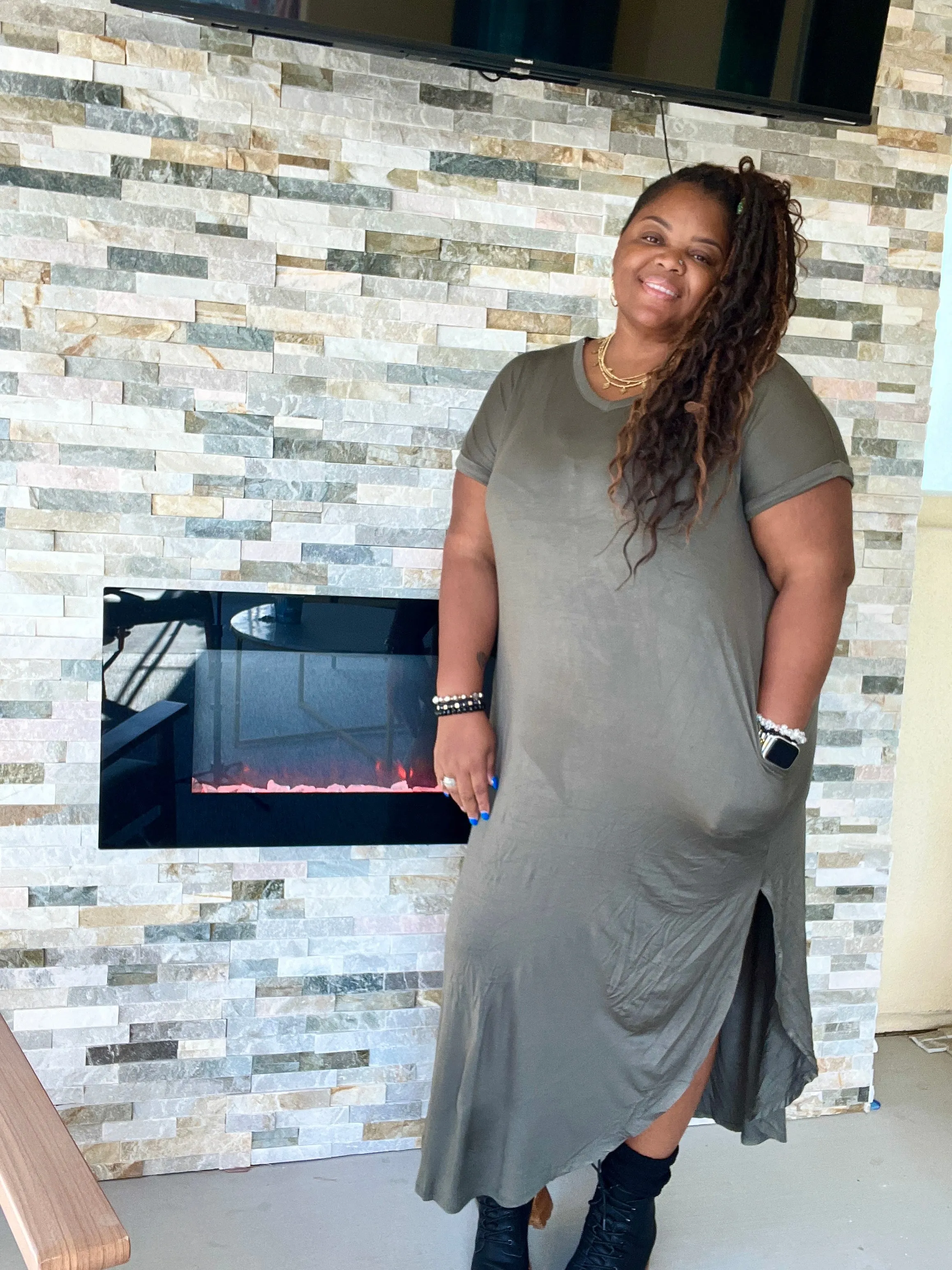 Women's Plus Size Basic Maxi Dress With Pockets