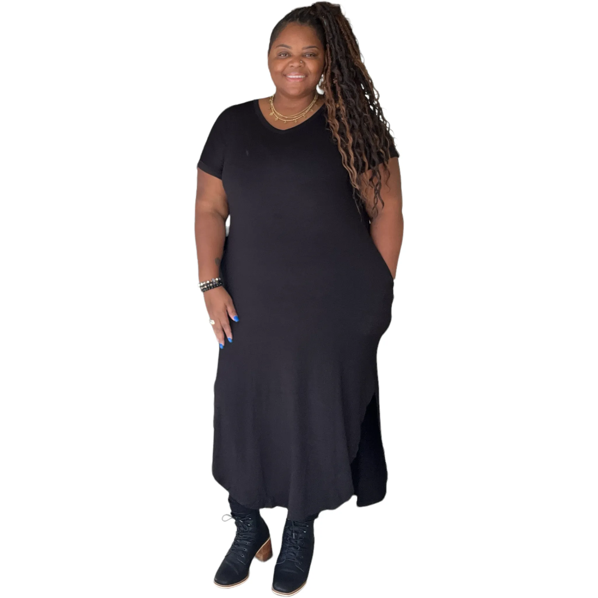 Women's Plus Size Basic Maxi Dress With Pockets