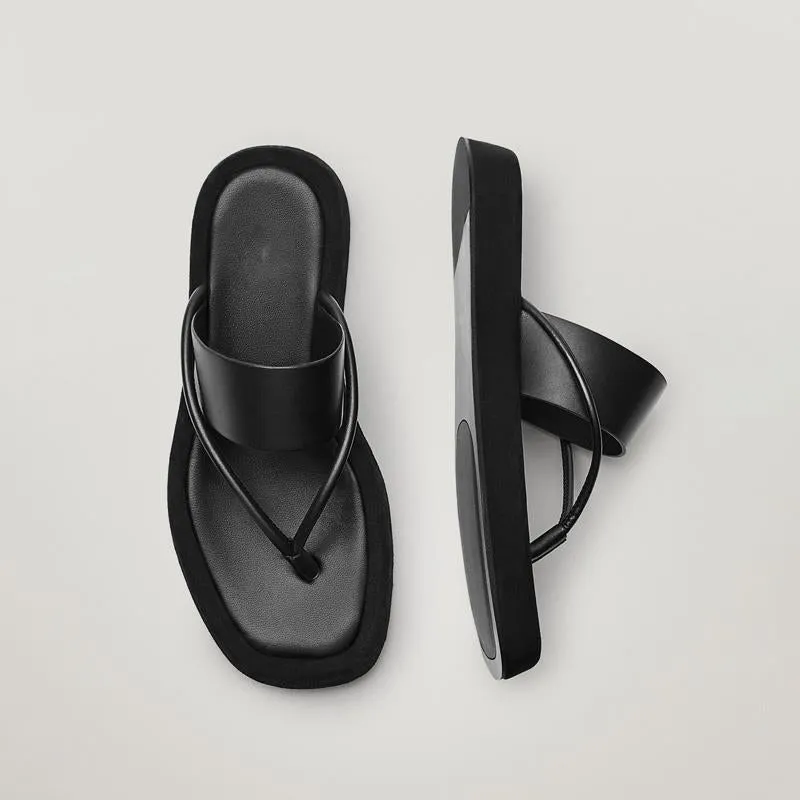 Women’s Sophisticated PU Leather Thong Sandals